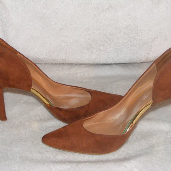 BROWN SUEDE POINTY TOE HEELS - Picture 4 of 9
